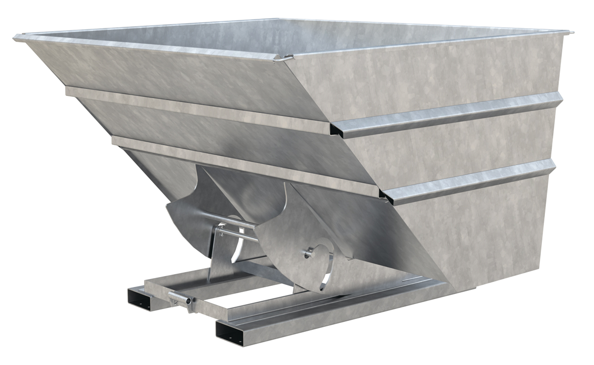 Vestil Steel Heavy Duty No Bump and Dump Hopper - 3 Cubic Yard 6000 lb - Galvanized