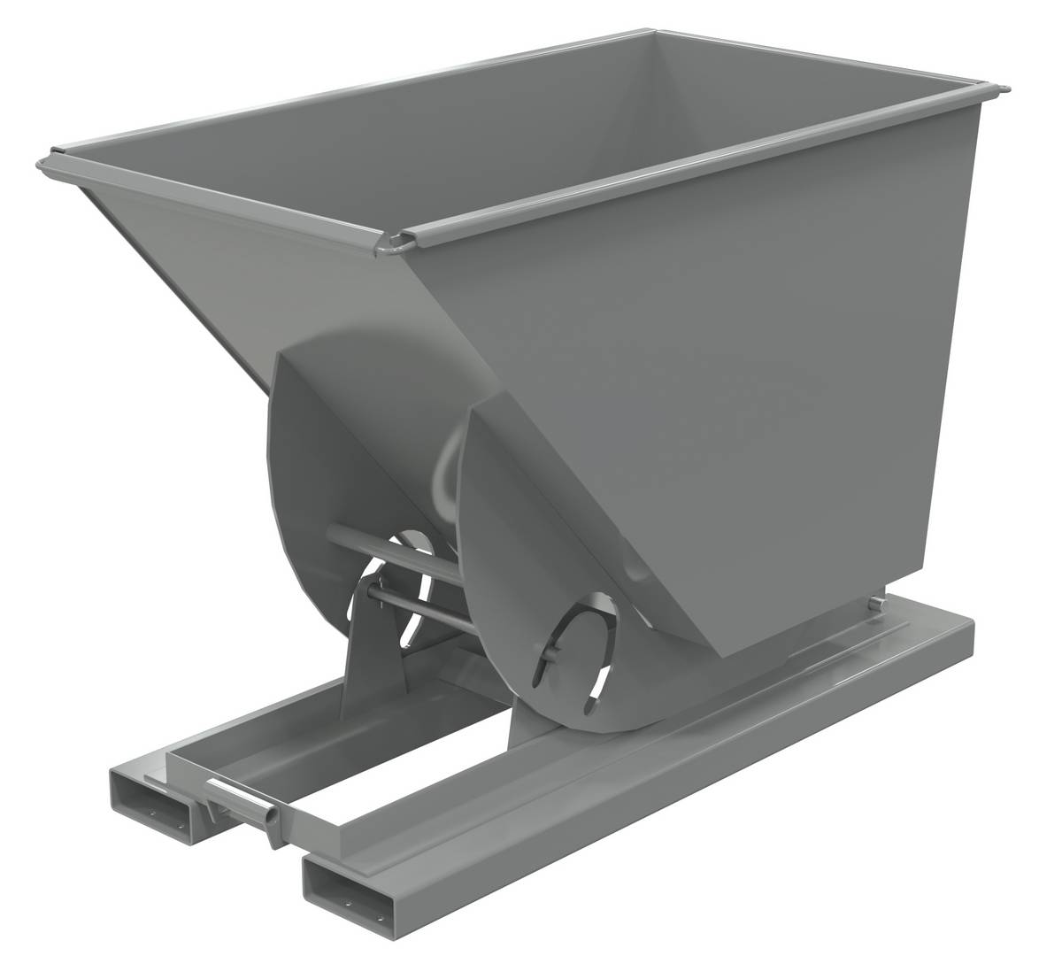 Vestil Steel Heavy Duty No Bump and Dump Hopper - 3/4 Cubic Yard 6000 lb - Battleship Gray