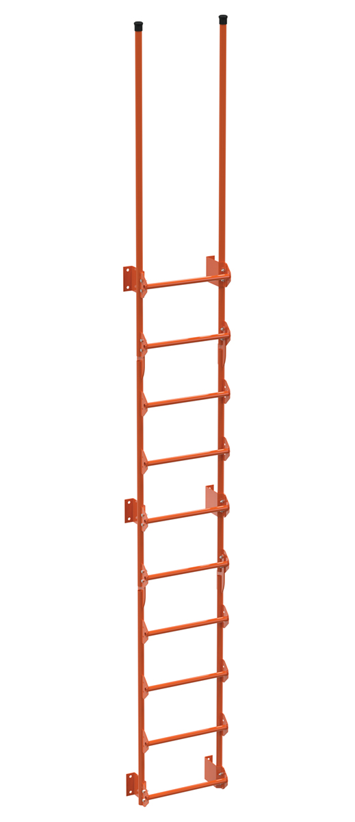 Vestil Steel Walk Through Dock Ladder - 10 Step 300 lb - Orange