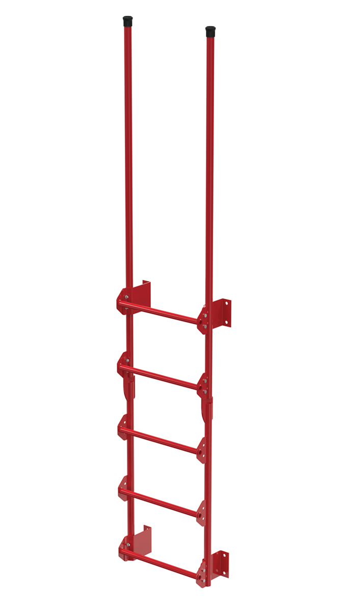 Vestil Steel Walk Through Dock Ladder - 5 Step 300 lb - Red
