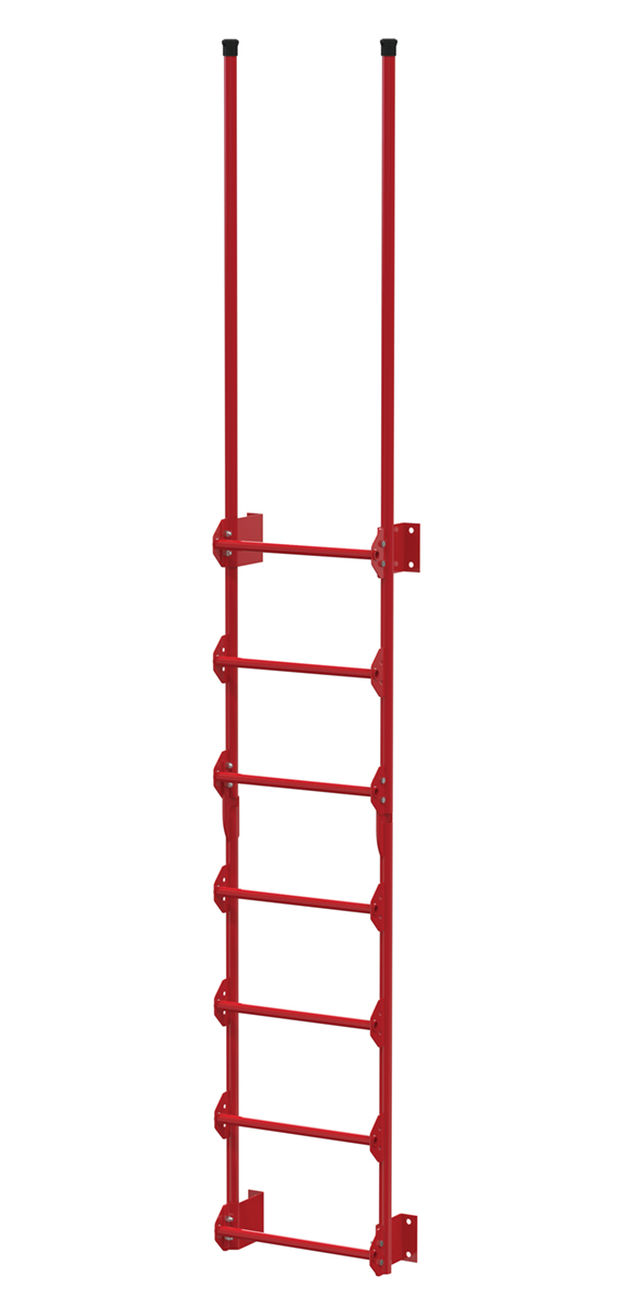 Vestil Steel Walk Through Dock Ladder - 7 Step 300 lb - Red
