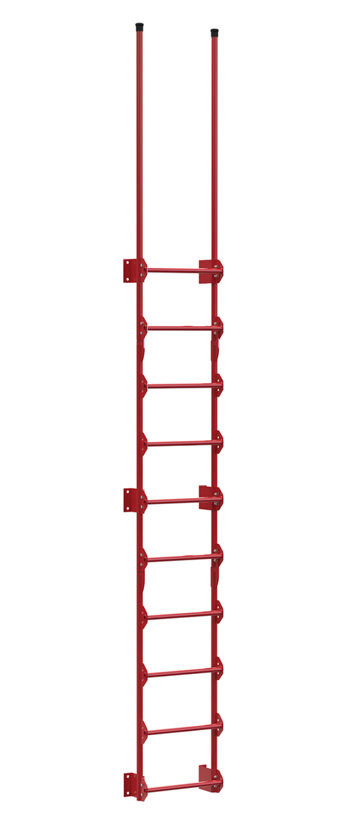 Vestil Steel Walk Through Dock Ladder - 10 Step 300 lb - Red