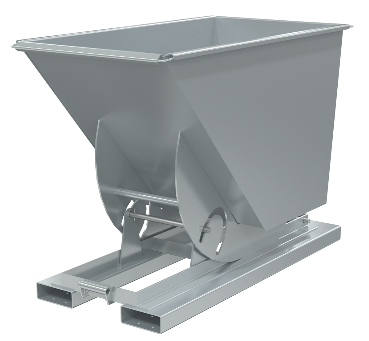 Vestil Steel Medium Duty No Bump and Dump Hopper - 3/4 Cubic Yard 4000 lb - Silver