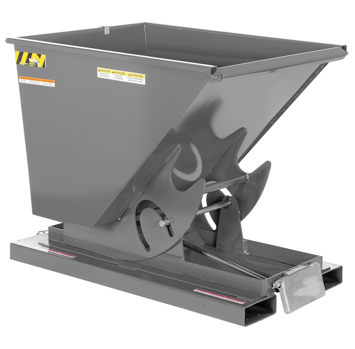Vestil Steel Light Duty Self Dumping Hopper - 1/2 Cubic Yard 2000 lb - Battleship Gray