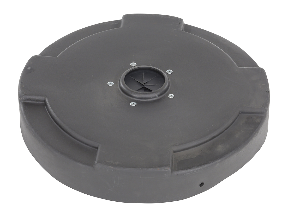 Vestil Low-Density Polyethylene Drum Recycling Lid with Flaps Closed - 55 Gallon - Black