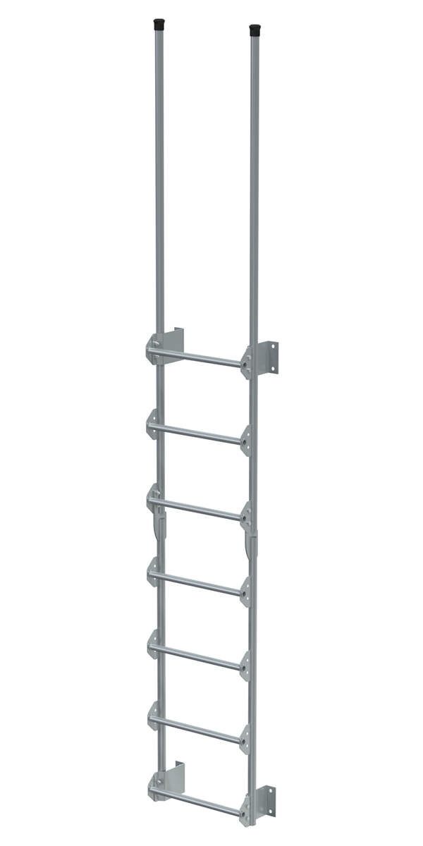 Vestil Steel Walk Through Dock Ladder - 7 Step 300 lb - Silver