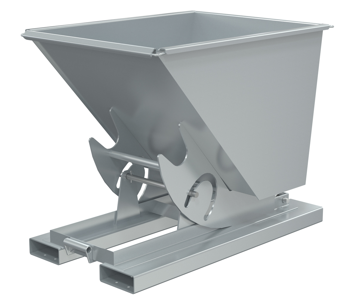 Vestil Steel Medium Duty No Bump and Dump Hopper - 1/2 Cubic Yard 4000 lb - Silver