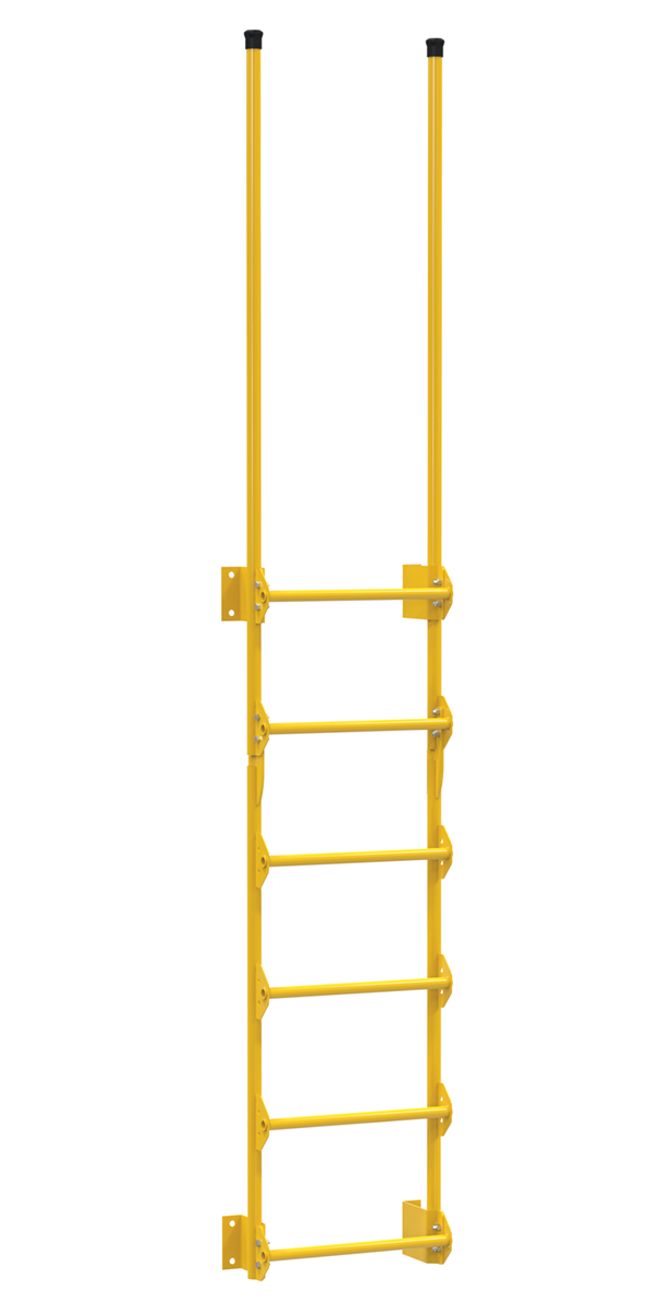 Vestil Steel Walk Through Dock Ladder - 6 Step 300 lb - Yellow