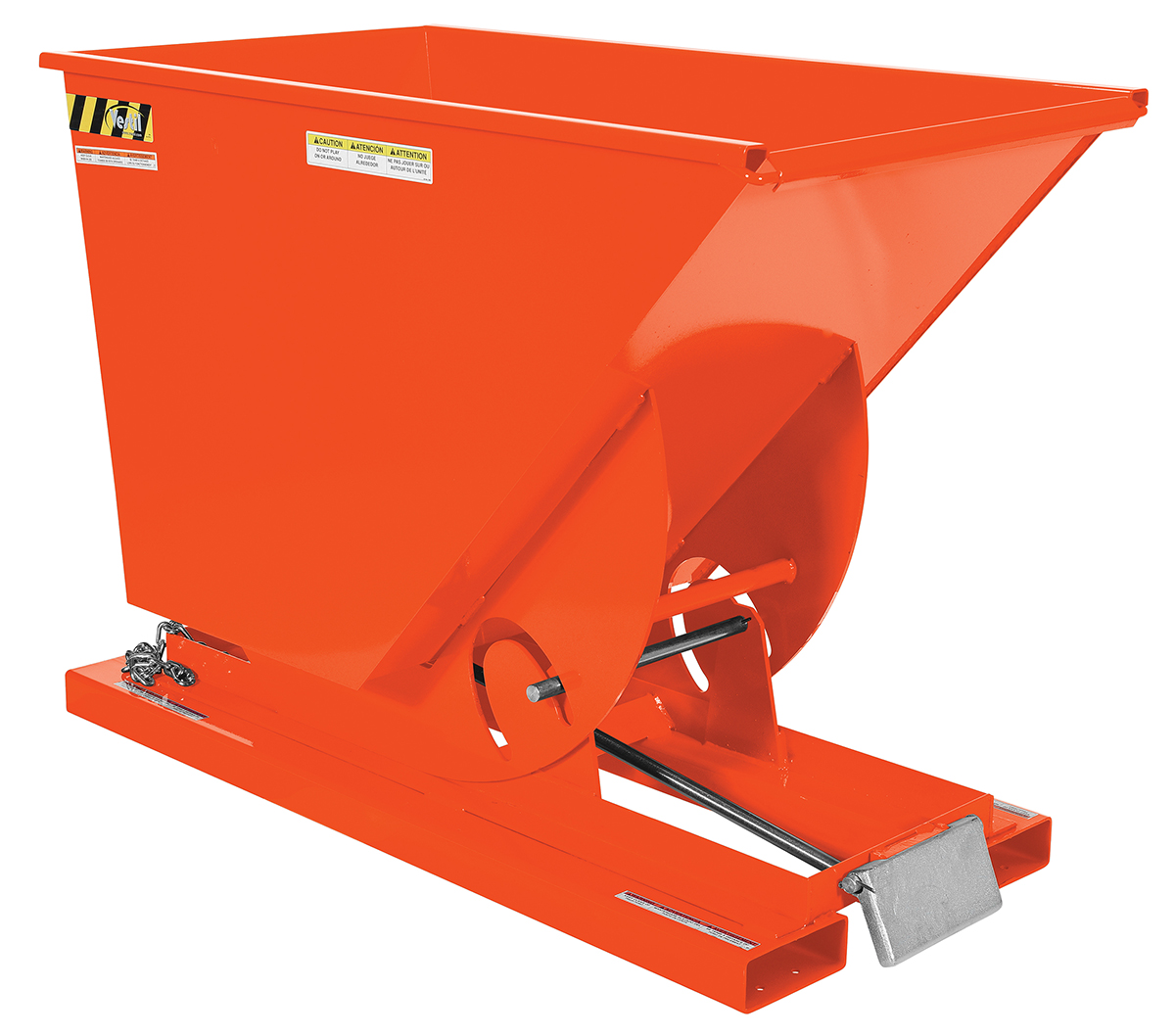 Vestil Steel Heavy Duty Self Dumping Hopper - 3/4 Cubic Yard 6000 lb - Orange