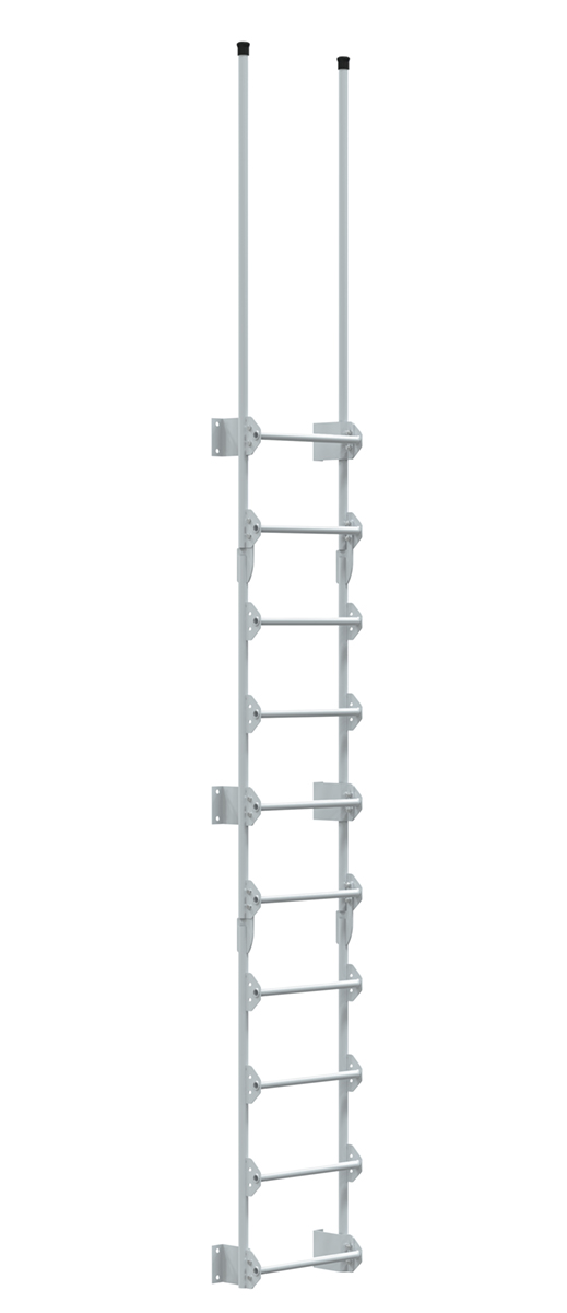 Vestil Steel Walk Through Dock Ladder - 10 Step 300 lb - White