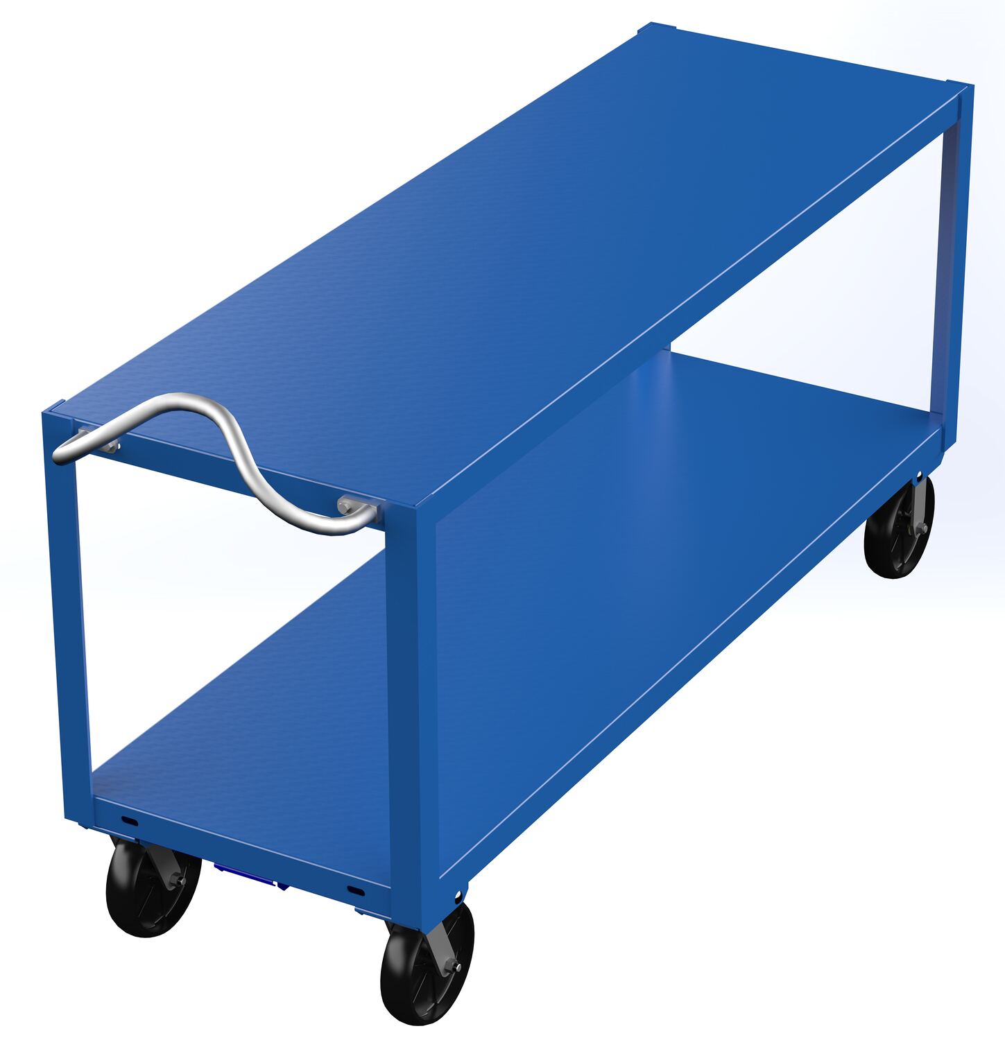 Vestil Steel - 24 In. x 72 In. Platform Heavy Duty Ergo Handle Cart with GFN Casters 4000 lb - Blue