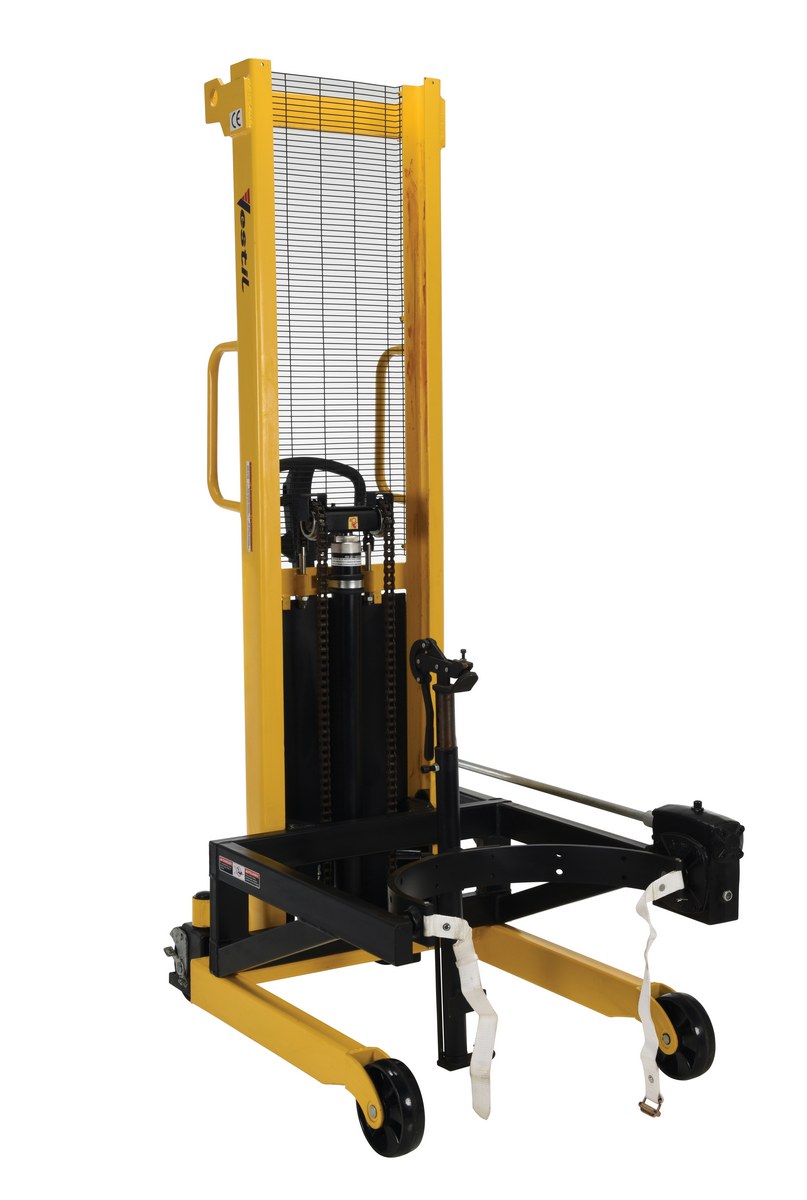 Vestil Steel Manual Drum Lifter/Rotator/Transporter - 52 In. x 33 In. x 85-7/16 In. 550 lb - Yellow/Black
