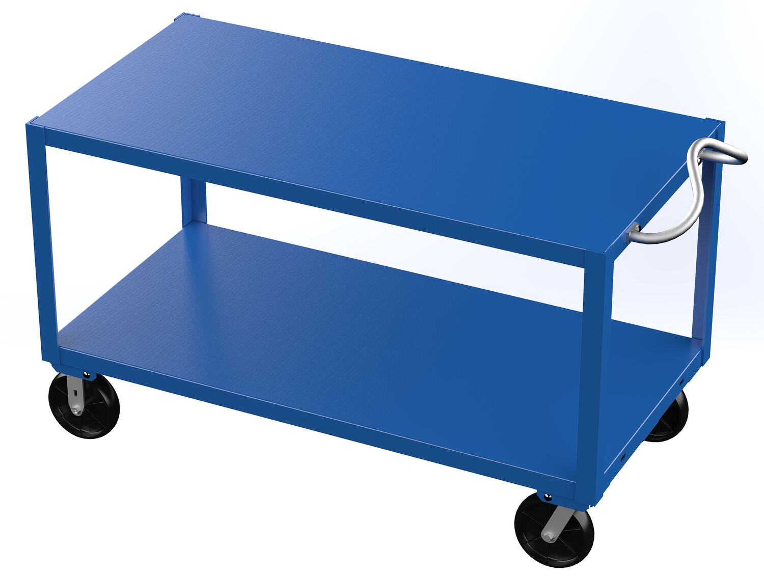 Vestil Steel - 30 In. x 60 In. Platform Heavy Duty Ergo Handle Cart with GFN Casters 4000 lb - Blue