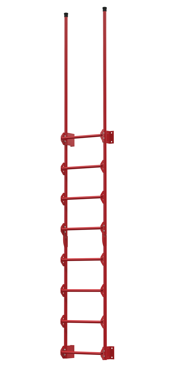 Vestil Steel Walk Through Dock Ladder - 8 Step 300 lb - Red