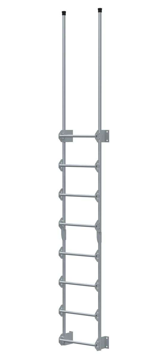 Vestil Steel Walk Through Dock Ladder - 8 Step 300 lb - Silver