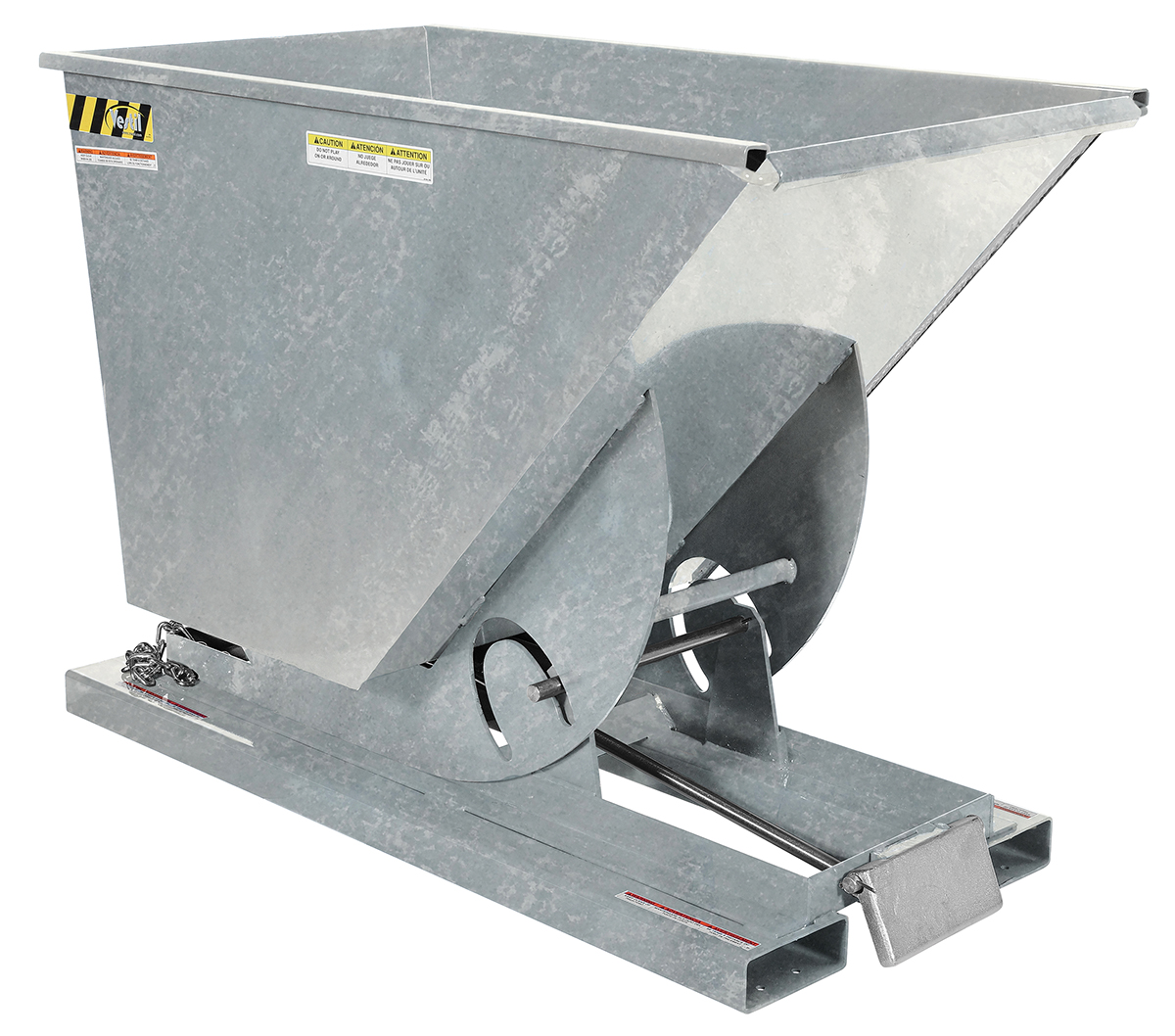 Vestil Steel Heavy Duty Self Dumping Hopper - 3/4 Cubic Yard 6000 lb - Galvanized