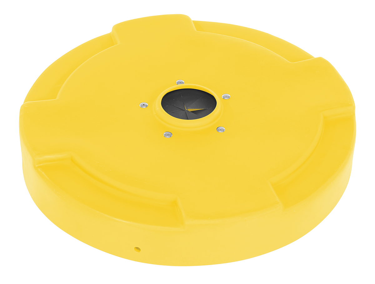 Vestil Low Density Polyethylene Drum Recycling Lid with Flaps Closed - 55 Gallon - Yellow