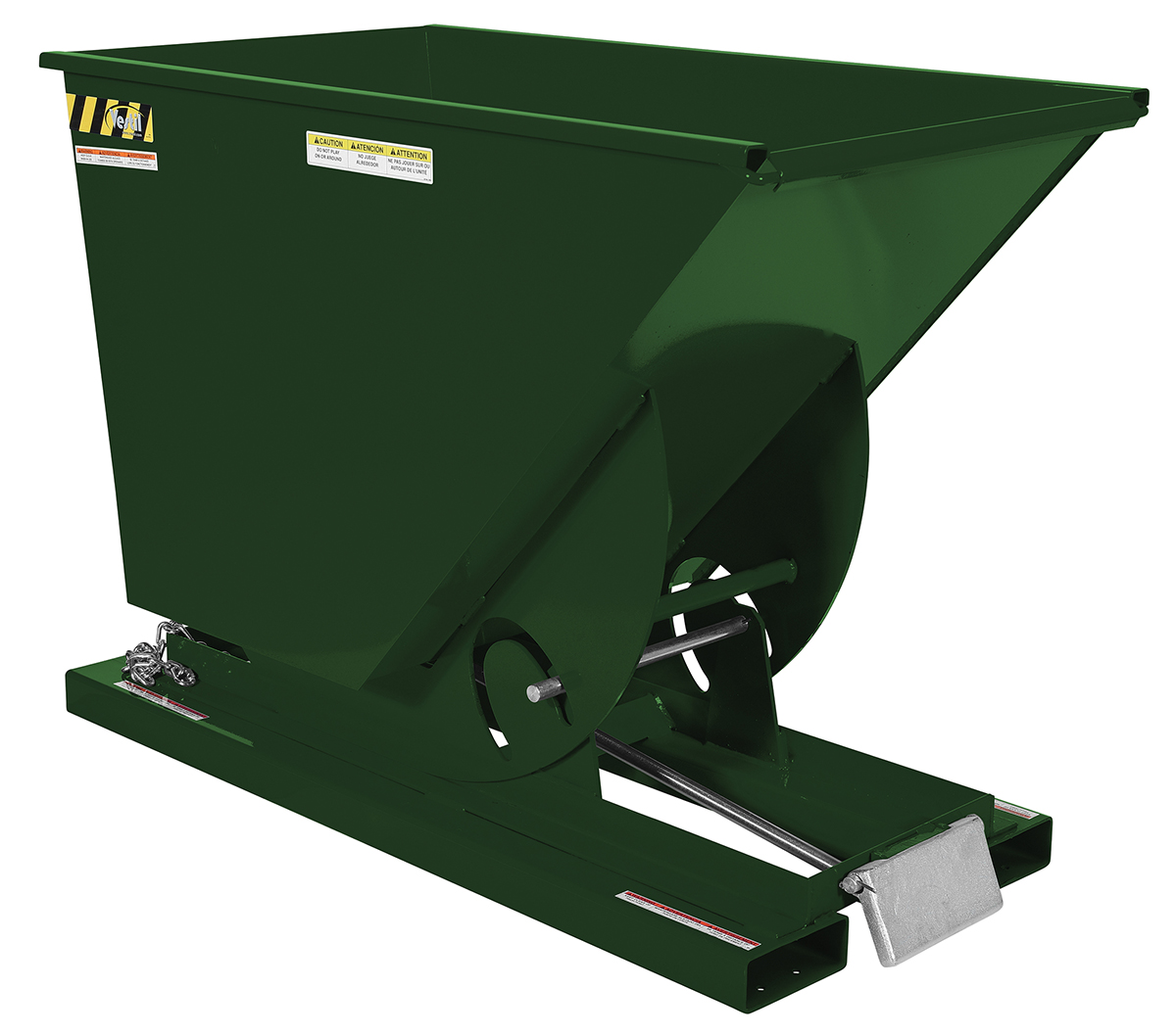 Vestil Steel Heavy Duty Self Dumping Hopper - 3/4 Cubic Yard 6000 lb - Hunter Green