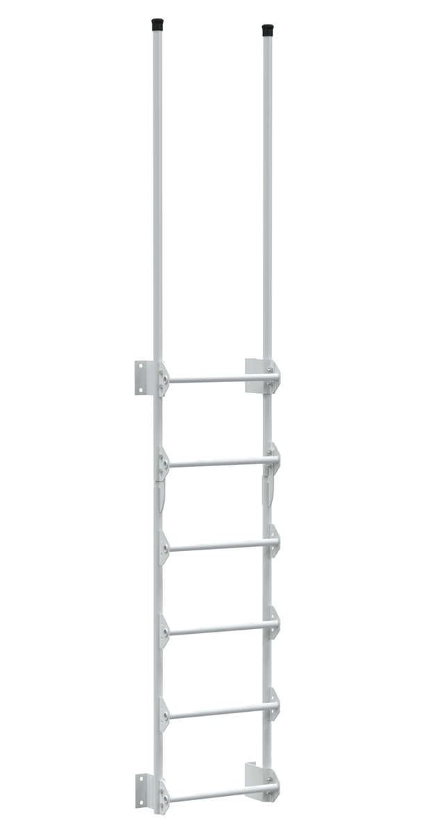 Vestil Steel Walk Through Dock Ladder - 6 Step 300 lb - White