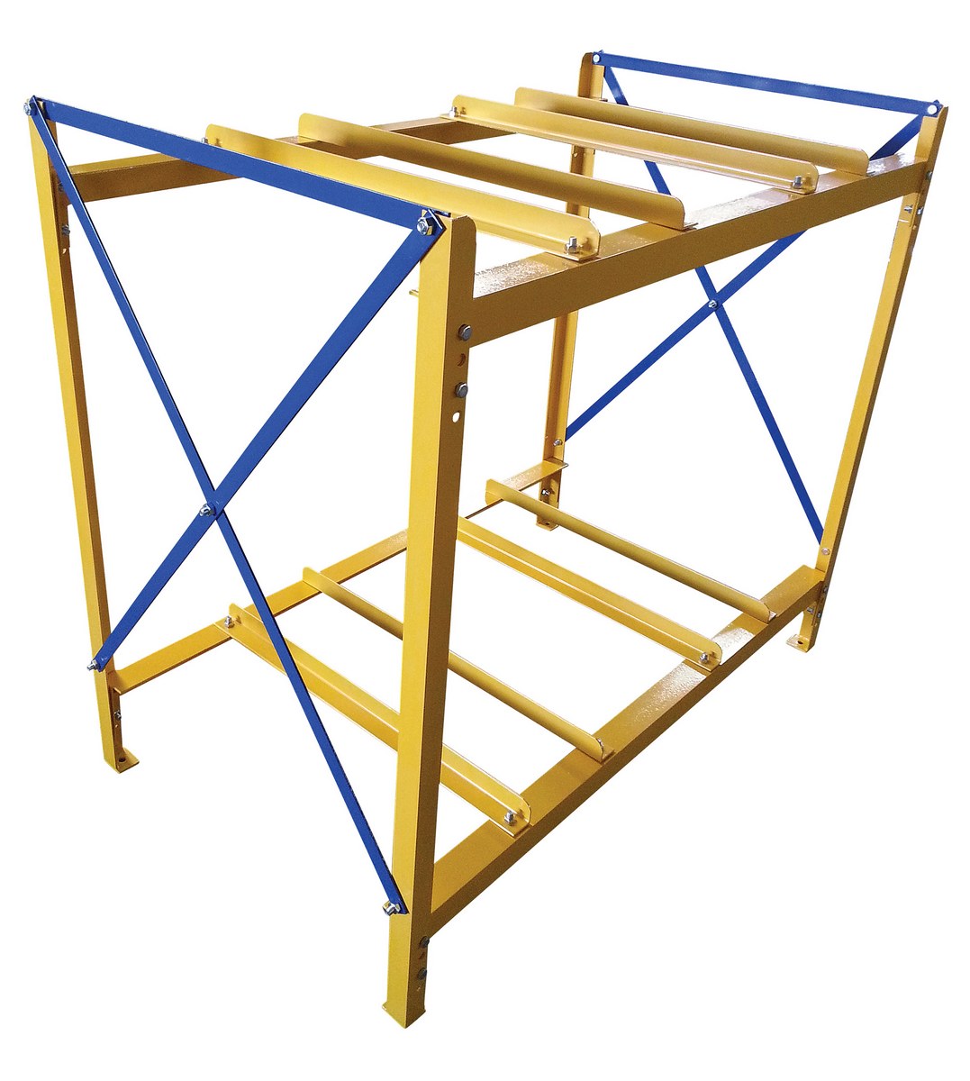 Vestil Steel Horizontal 4 Drum Storage Rack 2 Wide - 2 High 3200 lb - Yellow