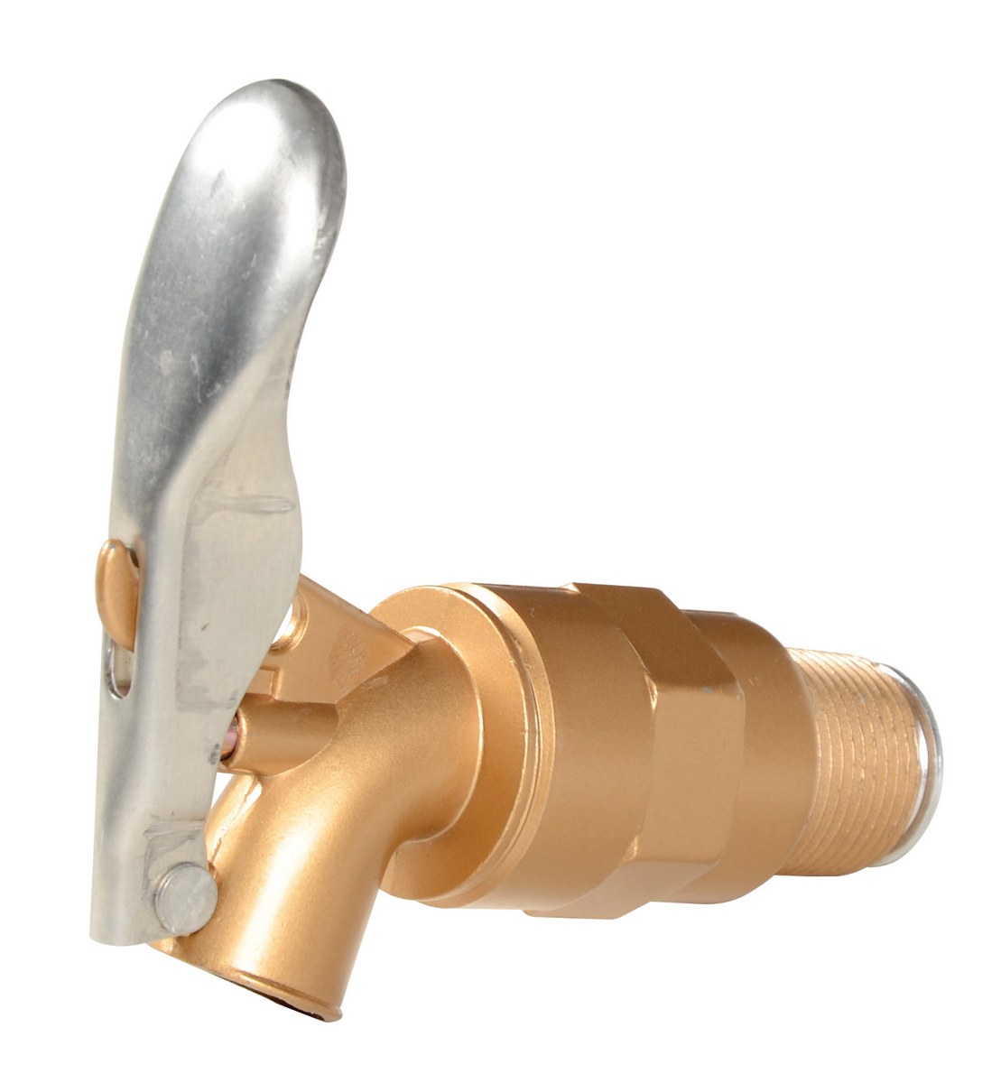 Vestil Brass Plated Zinc Manual Drum Faucet with Lockable Handle - 3/4 In. Bung