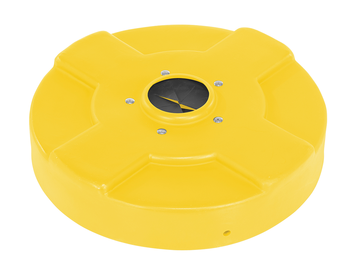 Vestil Low-Density Polyethylene Drum Recycling Lid with Flaps - 30 Gallon - Yellow
