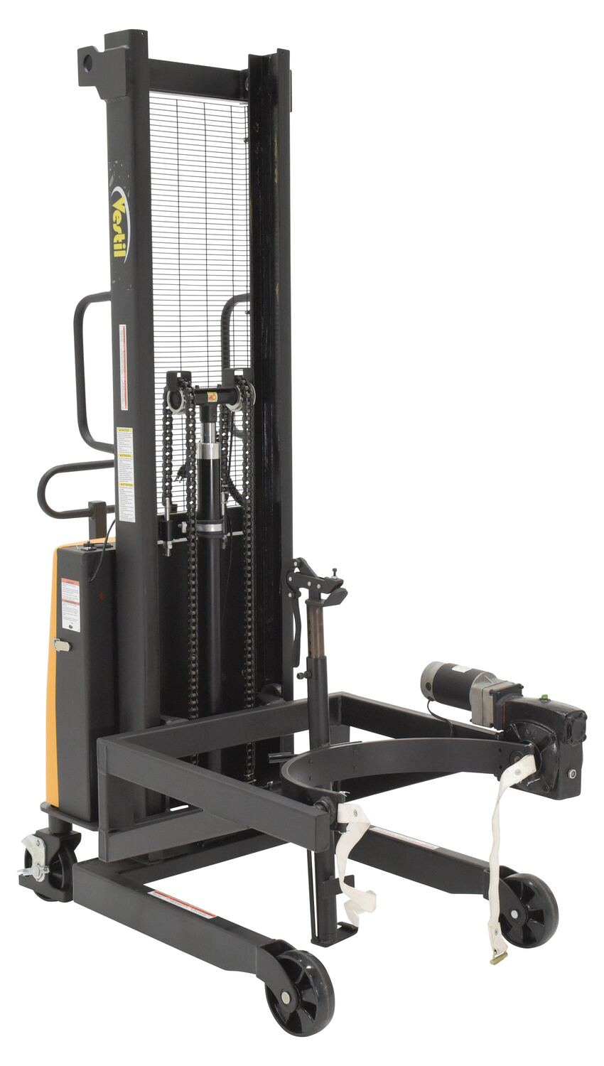 Vestil Steel DC Powered Drum Lifter/Rotator/Transport - 61 In. x 36-1/4 In. x 88 In. 550 lb - Black/Yellow
