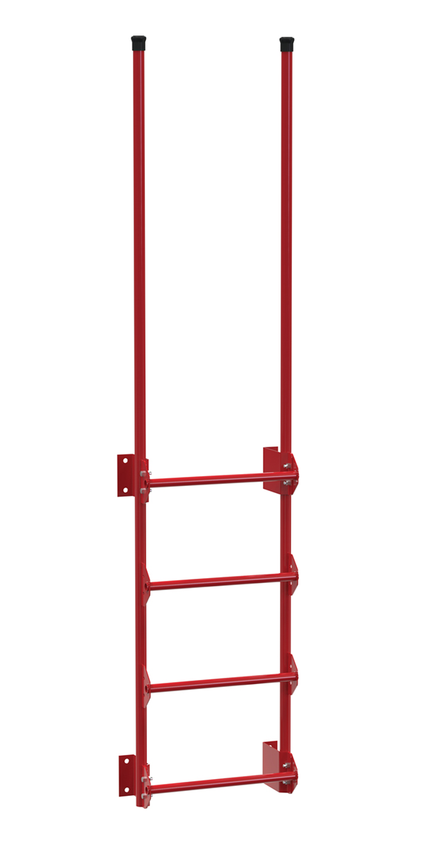 Vestil Steel Walk Through Dock Ladder - 4 Step 300 lb - Red