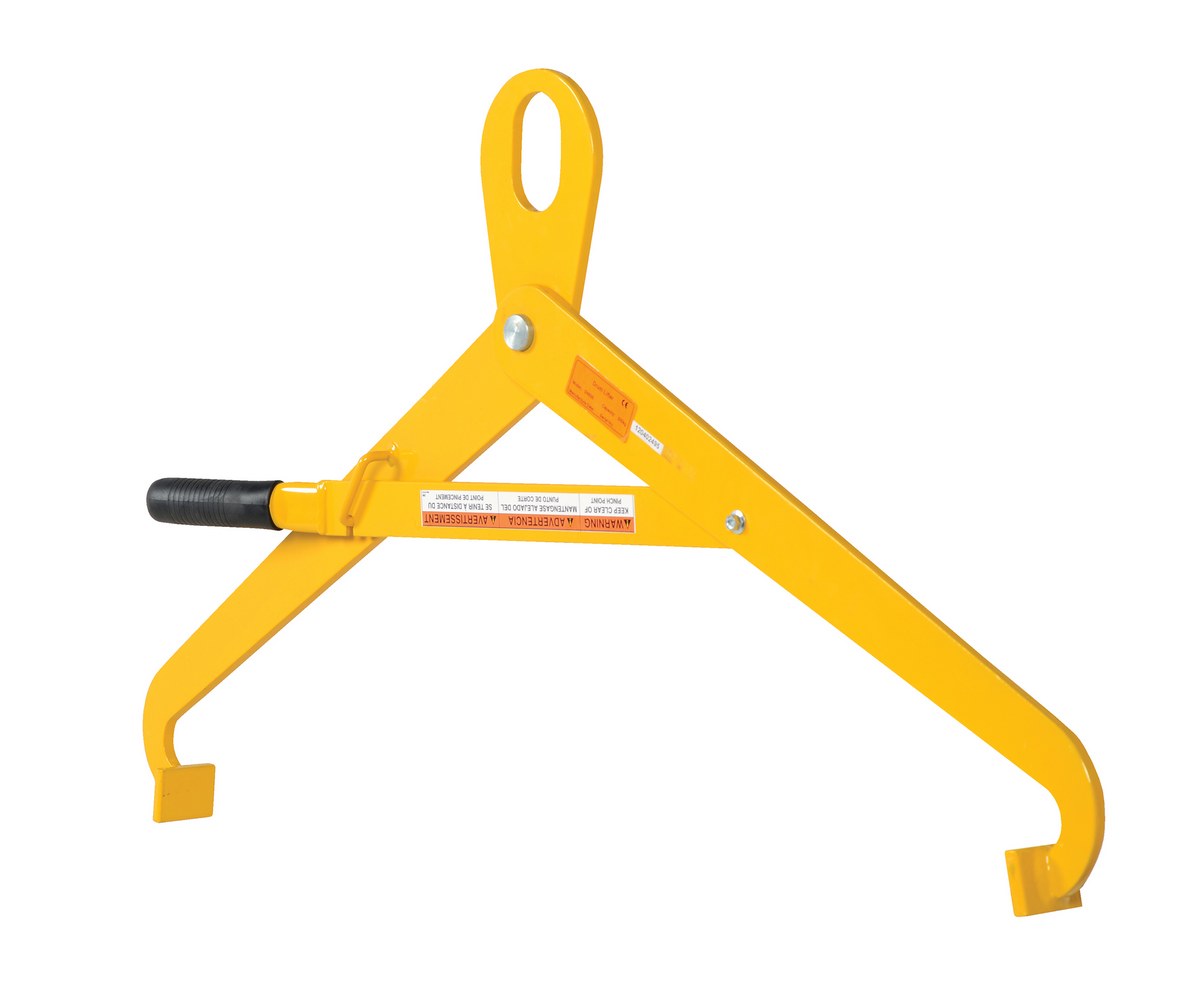 Vestil Steel Horizontal Semi Automatic Drum Tong - 3-1/2 In. x 41-1/4 In. x 21-3/4 In. 1000 lb - Yellow