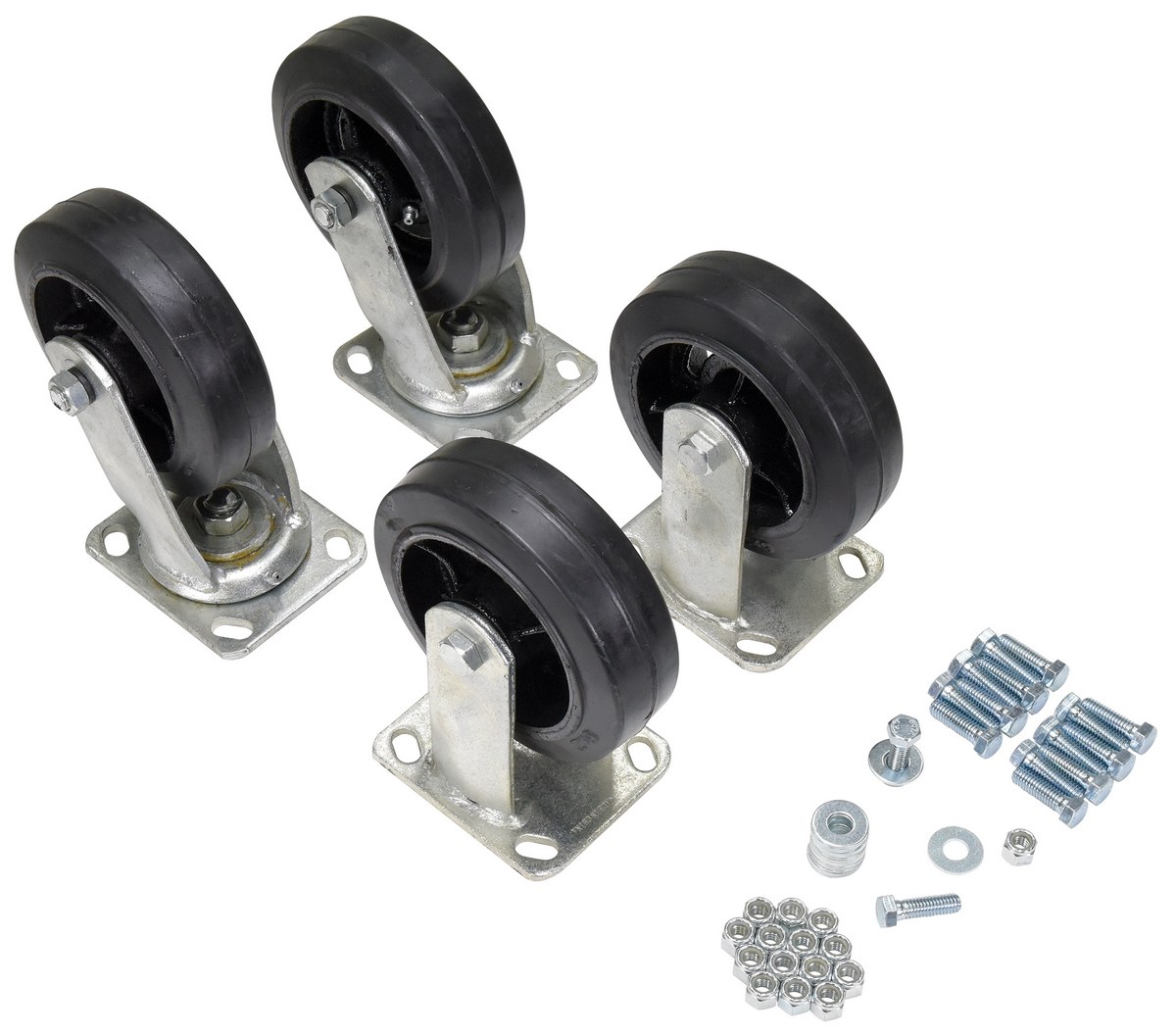 Vestil Mold On Rubber Caster Kit - 6 In. x 2 In. 2400 lb - Black