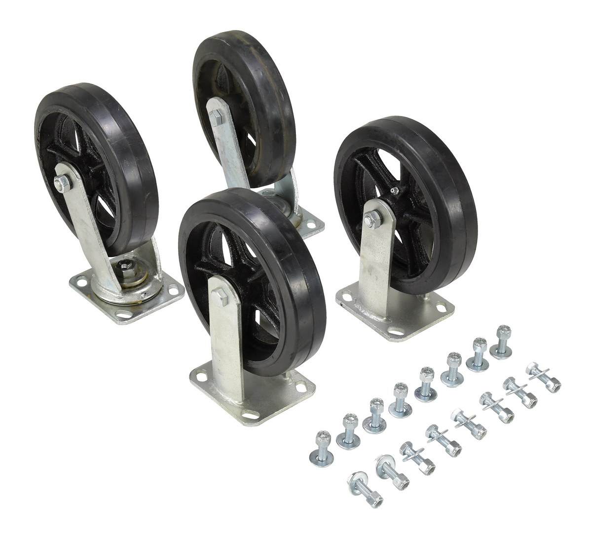 Vestil Mold On Rubber Caster Kit - 8 In. x 2 In. 2400 lb - Black
