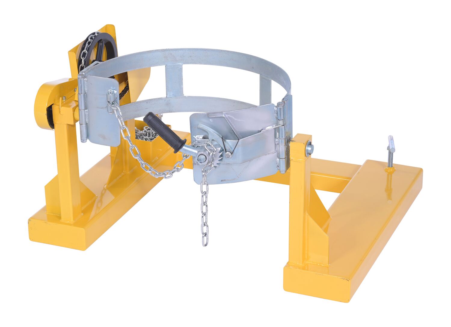 Vestil Steel Fork Truck Drum Carrier/Rotator For Steel Drums - 55 Gallon 1500 lb - Yellow