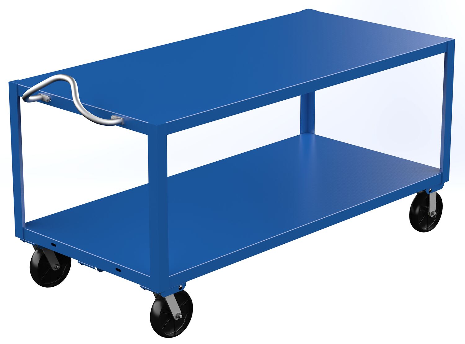 Vestil Steel - 34 In. x 72 In. Platform Heavy Duty Ergo Handle Cart with GFN Casters 4000 lb - Blue