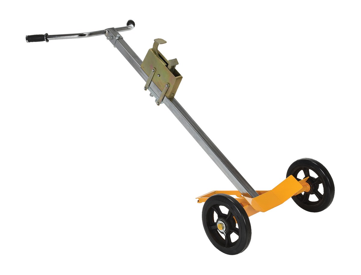 Vestil Steel Deluxe Tilt Back Drum Truck with Mold On Rubber Wheels - 1000 lb Gray / - Yellow