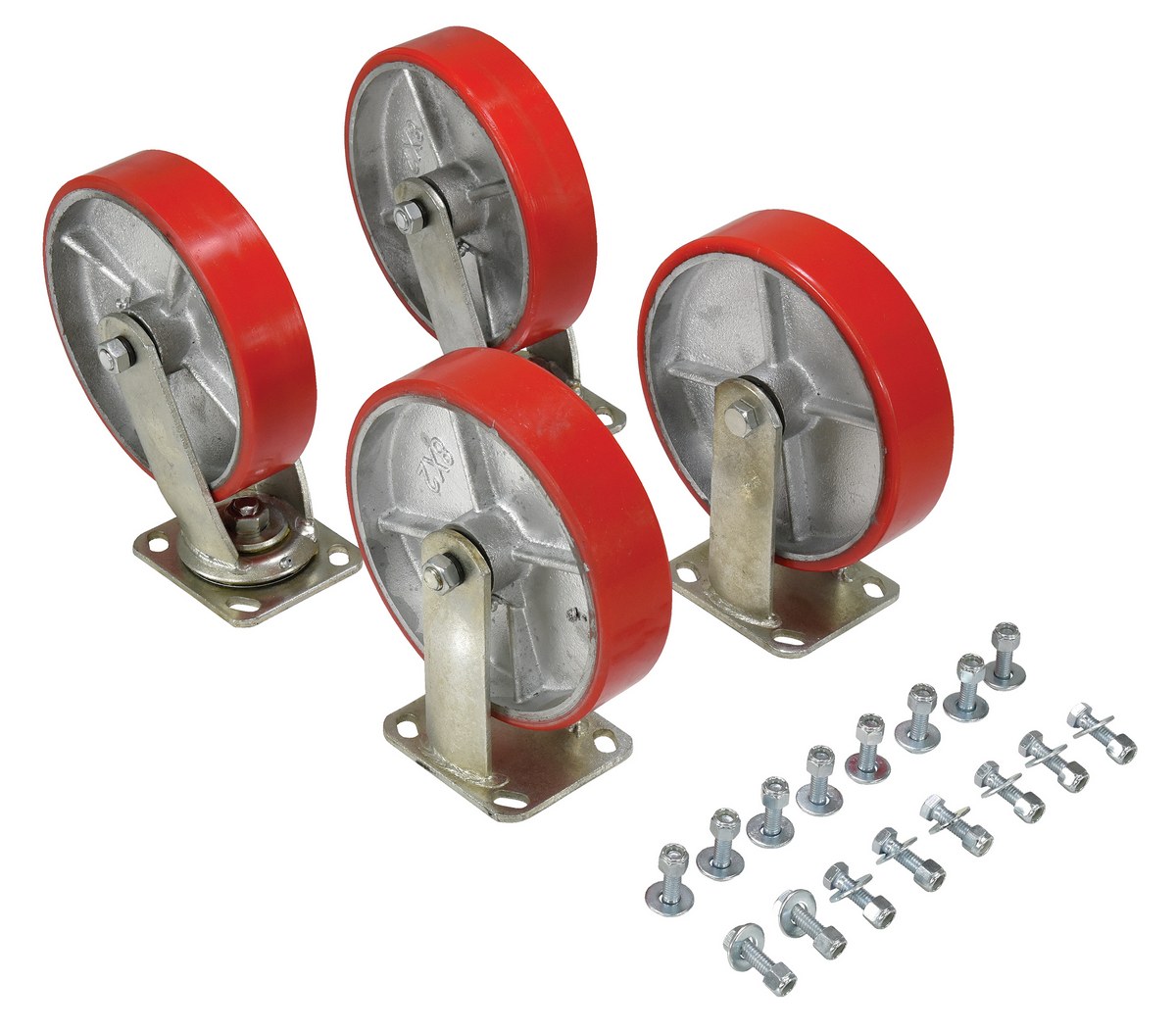 Vestil Poly On Steel Caster Kit - 8 In. x 2 In. 3084 lb - Red