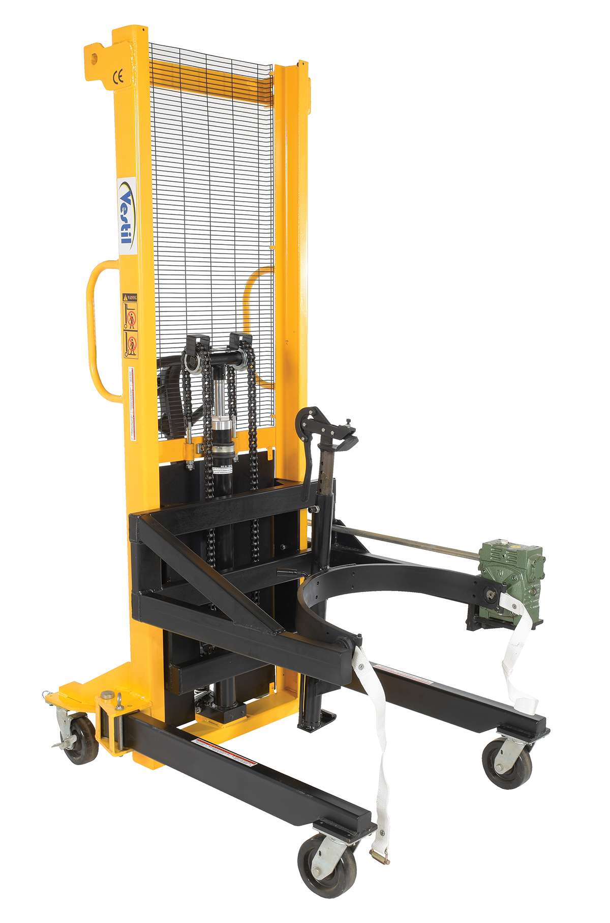 Vestil Steel Manual Drum Lifter/Rotator/Transport - 51-1/2 In. x 34 In. x 82-5/8 In. 550 lb - Yellow/Black