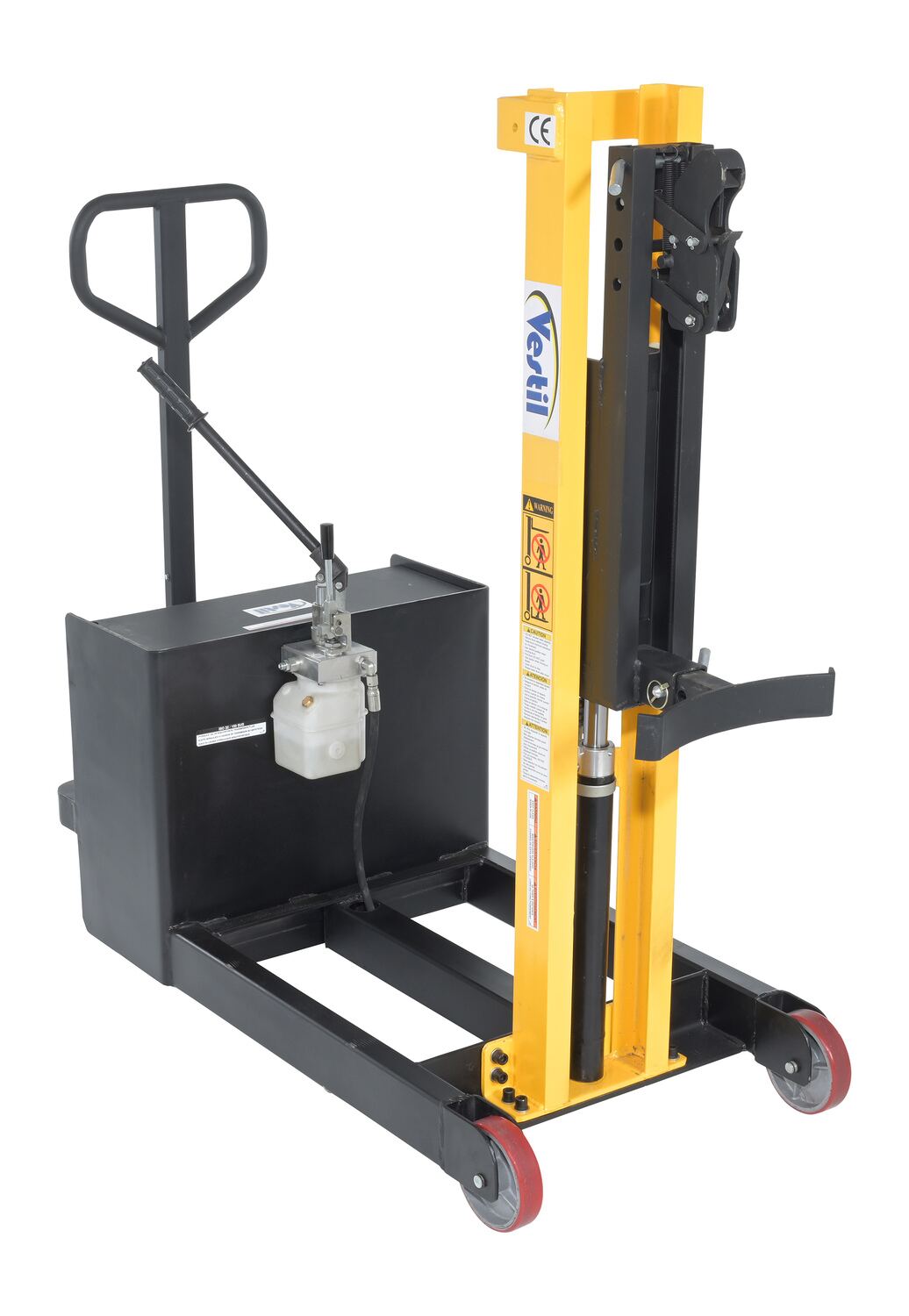 Vestil Steel Manual Drive Manual Lift Counter Balanced Drum Stacker - 58 In. x 25-9/16 In. x 57-7/8 In. 700 lb - Yellow