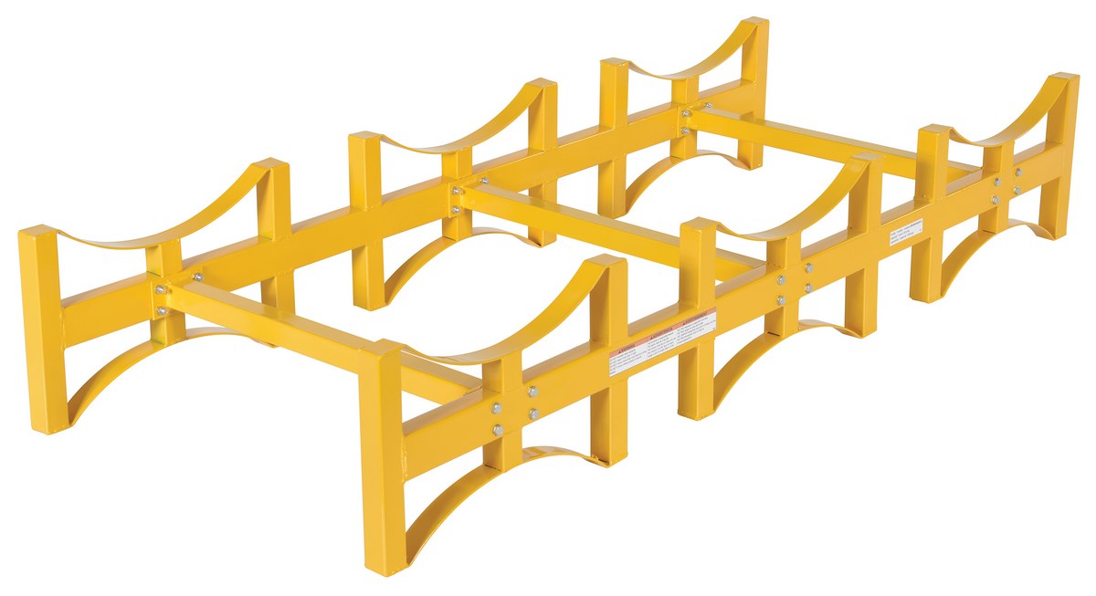 Vestil Steel Stackable Drum Rack - 3 Drum 55 Gallon 2400 lb - Yellow