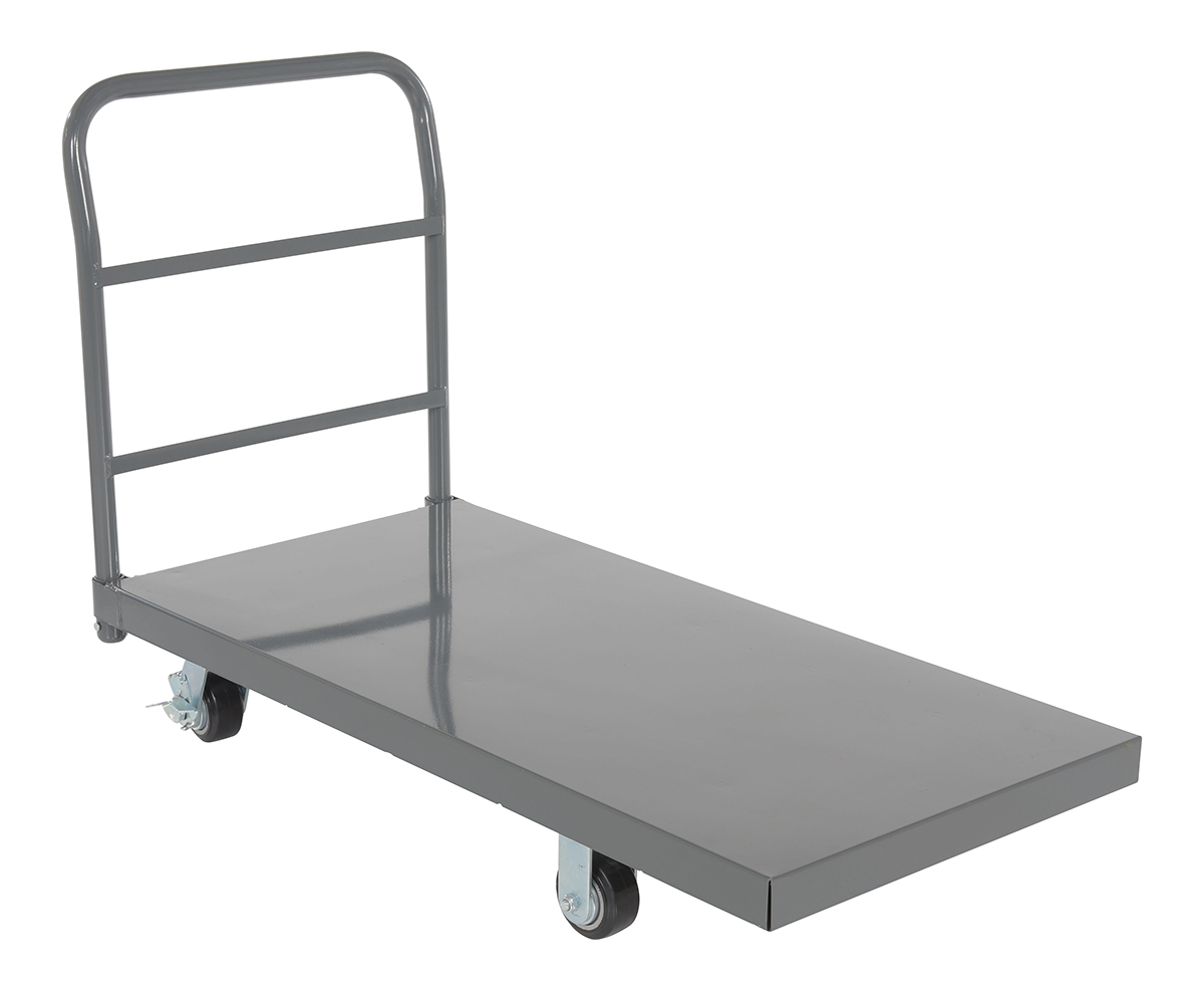 Vestil Steel Smooth Deck Platform Truck with - 4 In. x 2 In. Mold On Rubber Casters 2000 lb - Gray