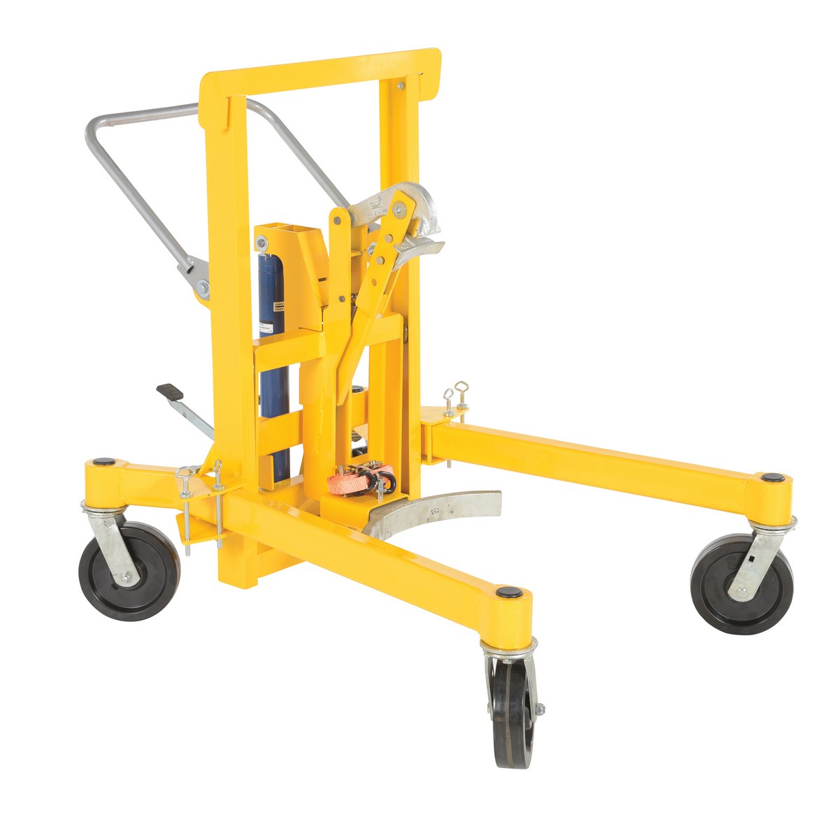 Vestil Steel Economical Foot Pump Drum Transporter - 55 Gallon 1500 lb - Yellow