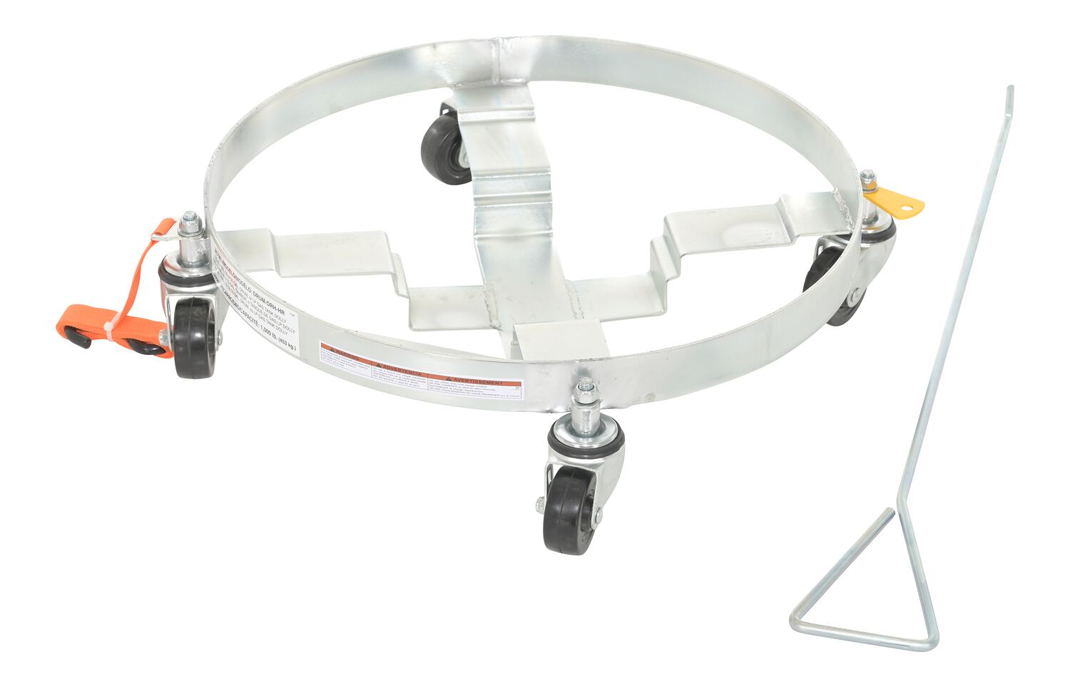 Vestil Steel Mobile Drum Dolly with Handle - 30-7/8 In. x 30-7/8 In. x 6-1/4 In. 1000 lb - Silver