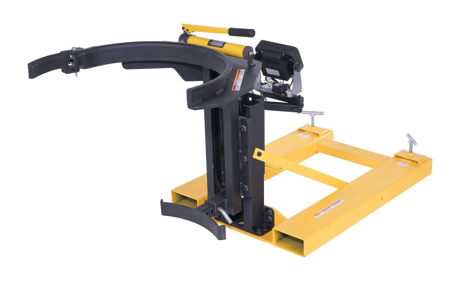 Vestil Steel Fork Mounted Poly/Steel - 55 Gallon Drum Gripper 65-1/8 In. x 31 In. x 32-1/2 In. With LED Scale 700 lb - Yellow/Black