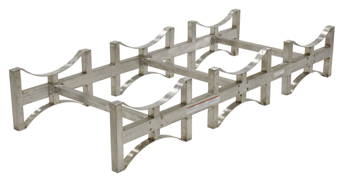Vestil Stainless Steel Stackable Drum Rack - 3 Drum 55 Gallon 2400 lb - Silver