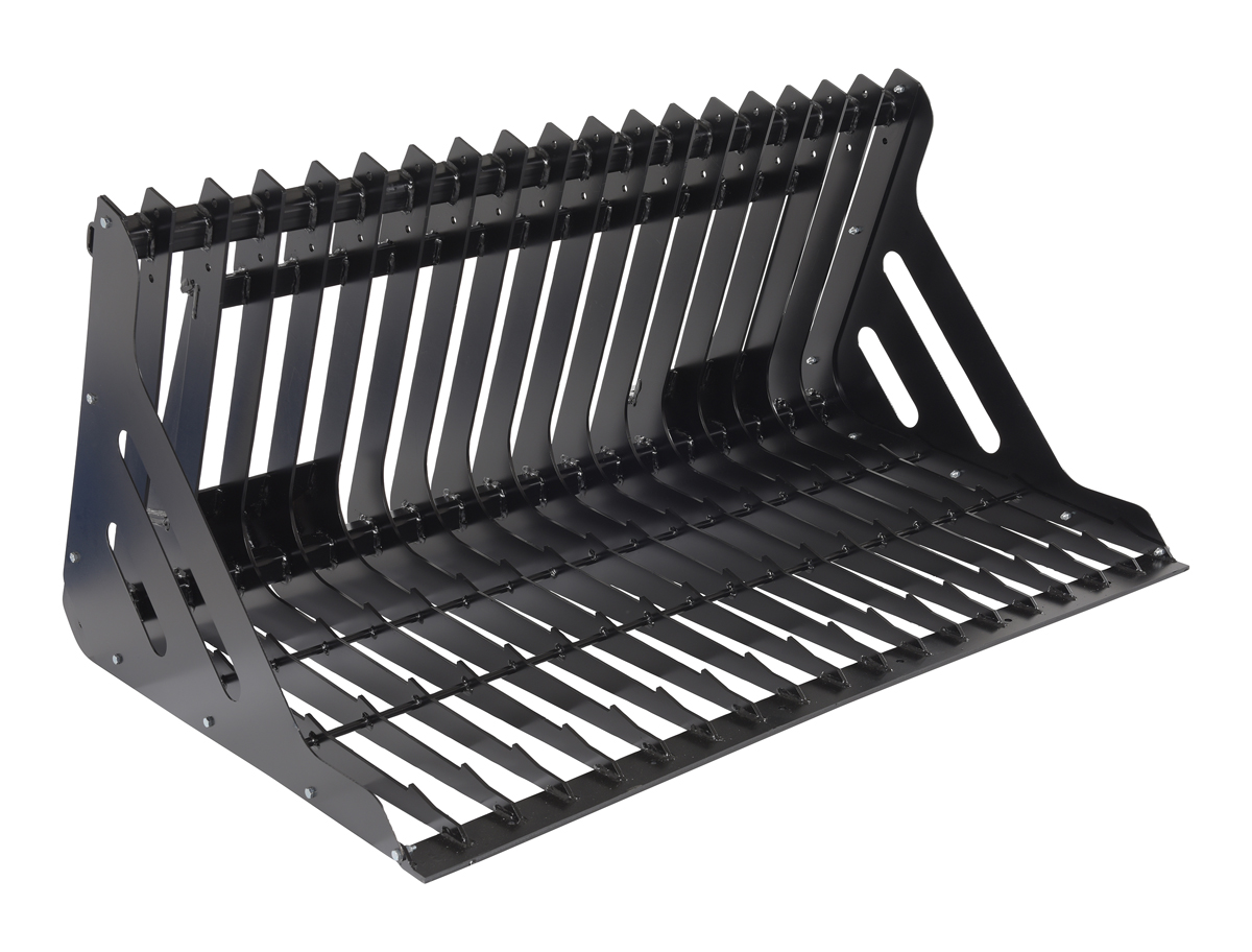 Vestil Steel Low Profile Skid Steer Rock Grader - 72 In. - Black