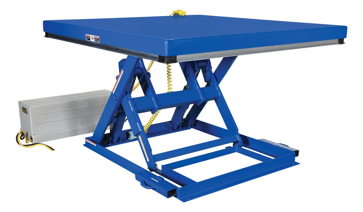Vestil Steel Low Profile Electric Hydraulic Scissor Lift Table - 39 In. Height 3000 lb - Blue
