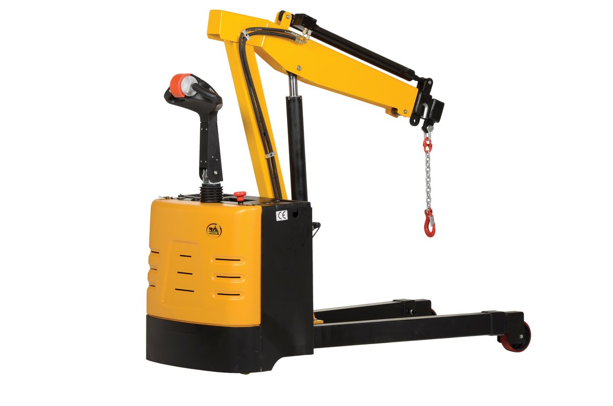 Vestil Steel Electric Powered Floor Crane - 2500 lb Retracted - Yellow