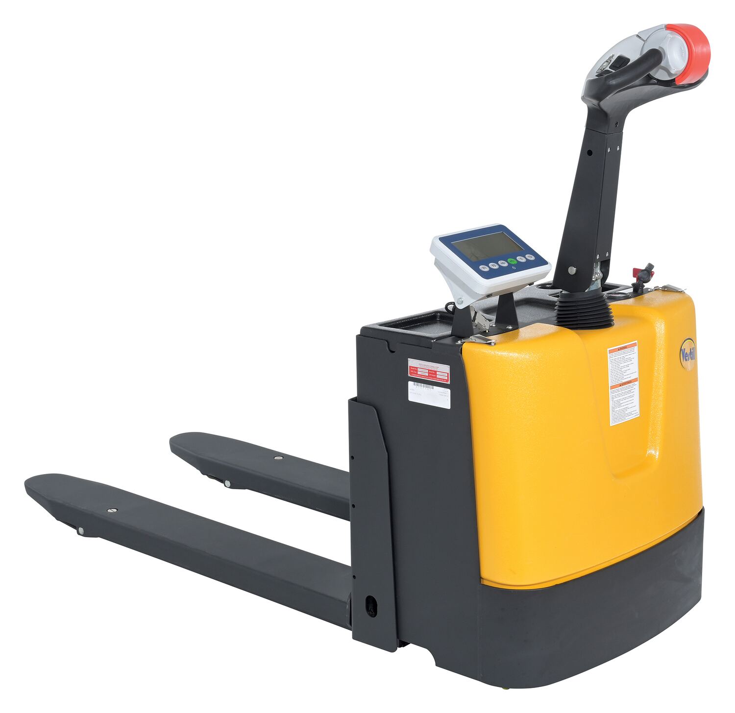 Vestil Steel Electric Pallet Truck with Scale - 25 In. x 47 In. 3000 lb Black / - Yellow