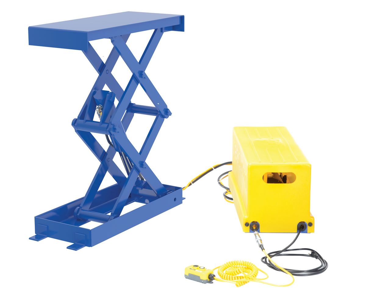 Vestil Steel Double Leg Shorty Scissor Lift Table - 12 In. x 28 In. 500 lb - Blue