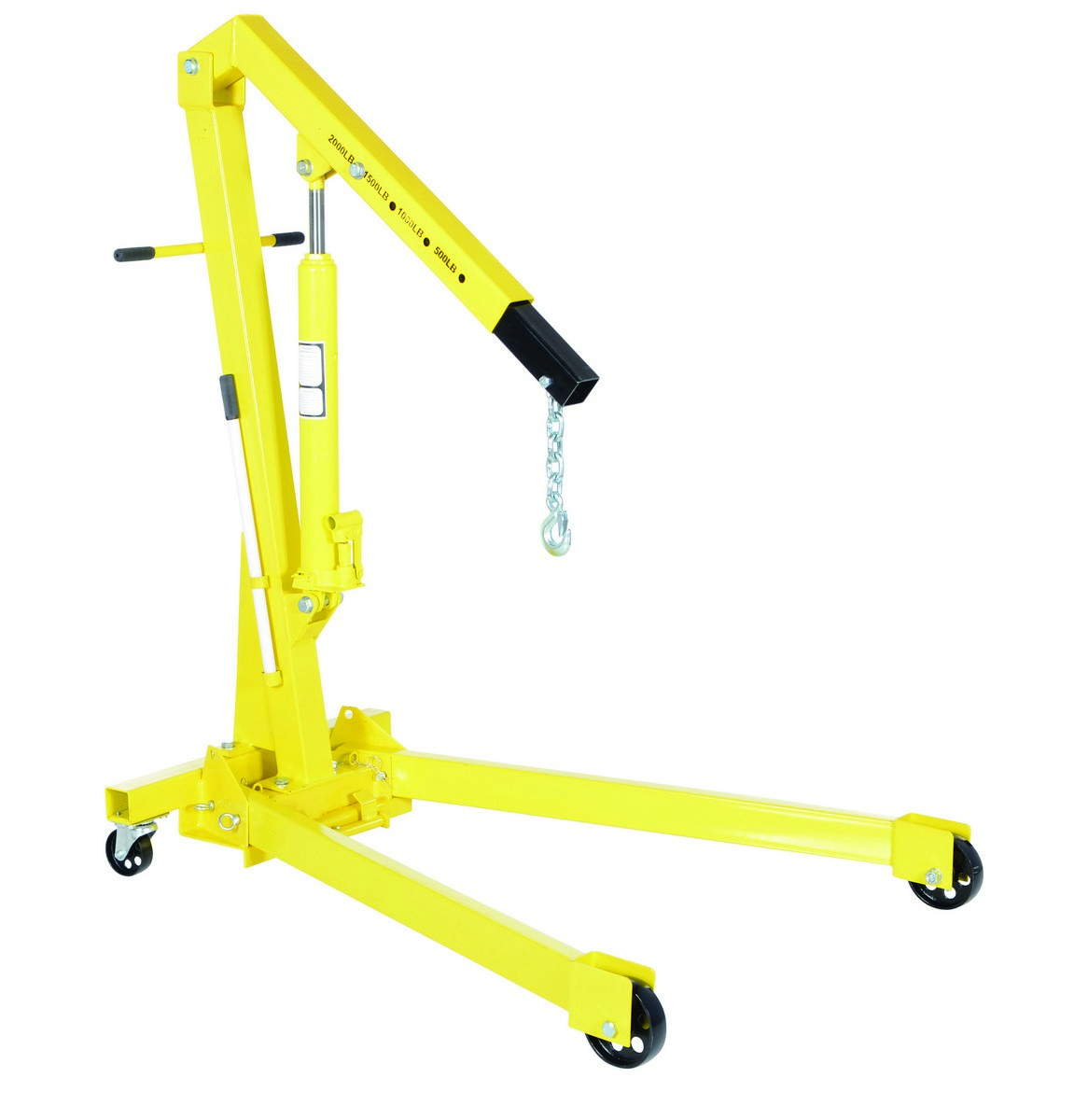Vestil Steel Shop Crane Engine Hoist with Folding Legs - 2000 lb - Yellow