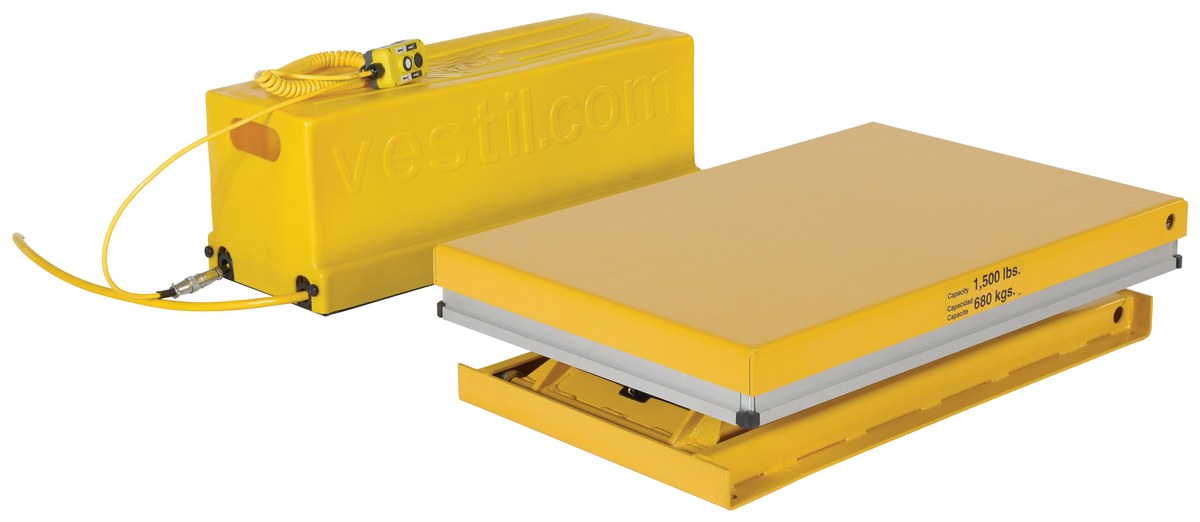 Vestil Steel Work Station Electric Hydraulic Scissor Table - 24 In. x 36 In. 1500 lb - Yellow
